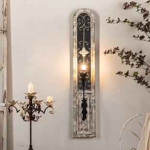 墙饰灯具现代复古客n厅装饰壁挂灯灯酒吧民宿实木铁艺美式壁灯蜡