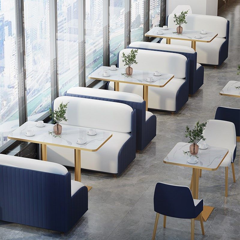 奶茶店桌椅组合网红蛋糕甜品简约实木轻奢咖啡厅沙发卡座餐饮家具