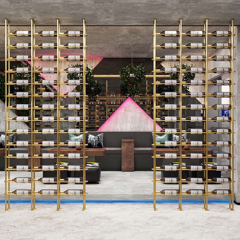 定制胡桃铁艺酒架隔断工业风酒吧葡萄酒装饰屏风餐吧卡座红酒架落