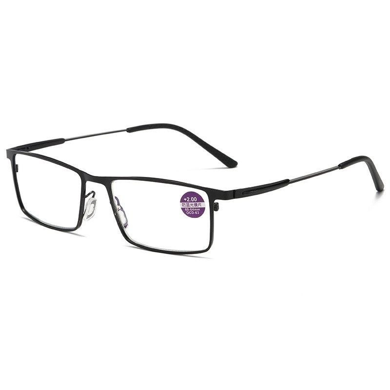 新款男式防蓝光老花镜清树脂镀膜老视镜不锈钢弹簧脚大脸老光镜