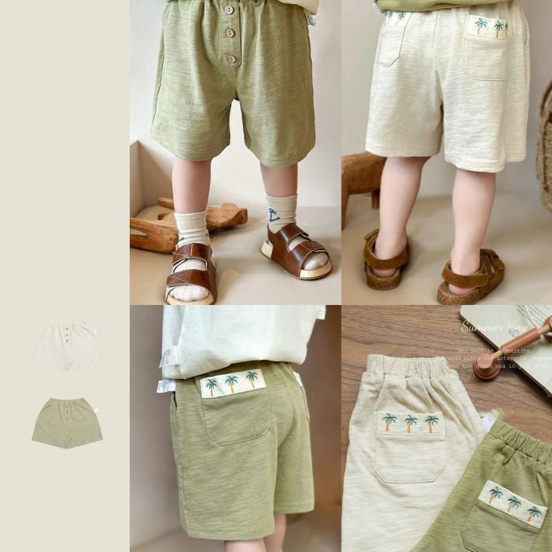 儿童薄款休闲短裤夏季新款椰树刺绣竹节透气婴儿男女宝宝外穿裤子,童装/婴儿装/亲子装,裤子,淘宝优惠券,粉丝福利购,淘宝优惠卷