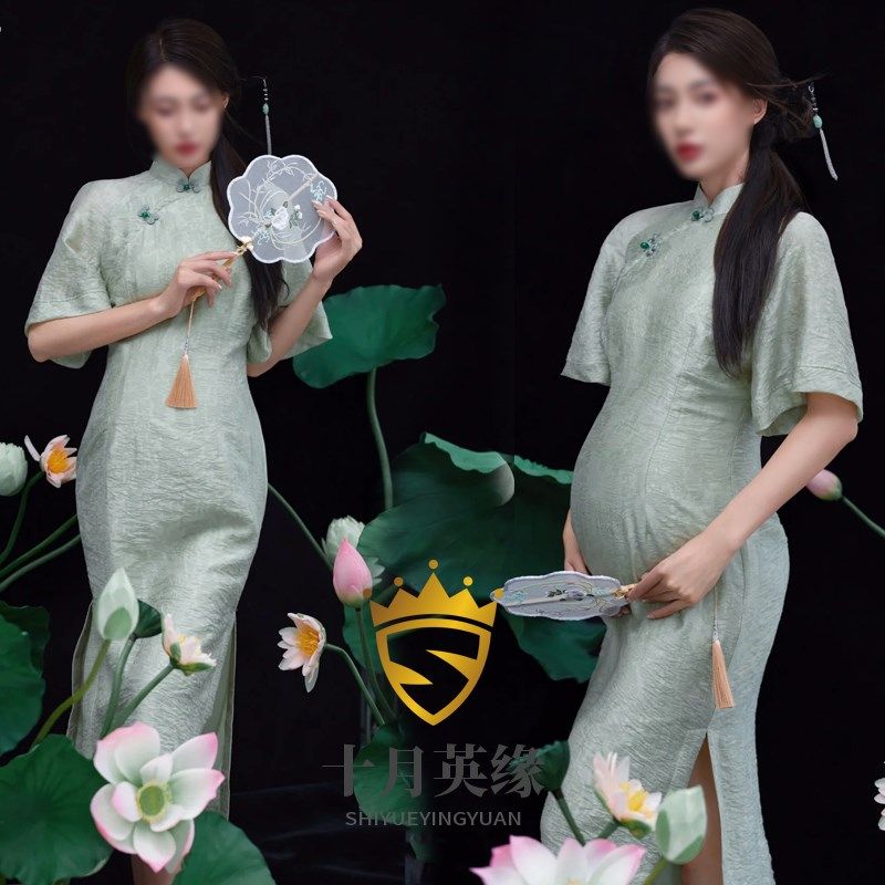 中国风孕妇拍照服装影楼工作室复古连衣裙摄影孕妈咪艺术拍照旗袍