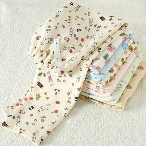 空气棉孕妇睡裤女秋冬长裤睡衣裤居家裤高腰纯棉加厚托腹裤家居裤