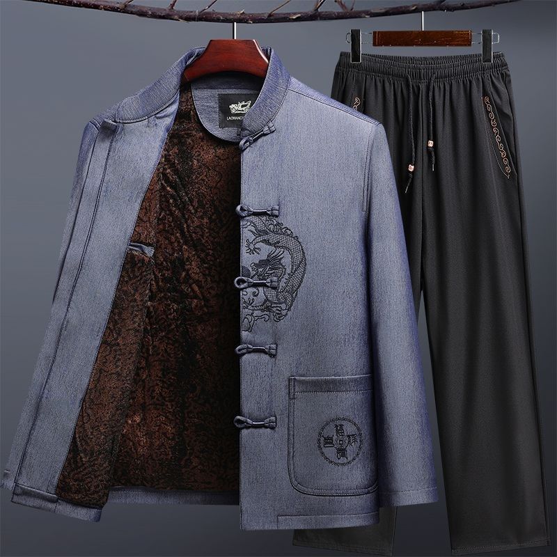 中老年唐装男爸爸冬季套装爸爸棉袄加绒加厚外套老人生日爷爷衣服,男装,唐装,淘宝优惠券,粉丝福利购,淘宝优惠卷