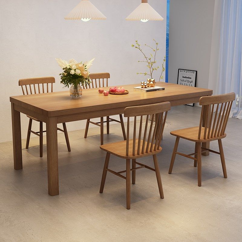 北欧全实木餐桌椅组合多人客厅家用长方形桌子简约原木风大板饭桌