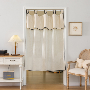 法式高级感短帘2024新款卧室厨房遮挡帘免打孔加厚门帘布艺隔断帘