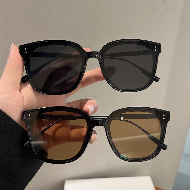 2023新款大脸茶色墨镜女级感显脸小近视网红黑框黄色太阳眼镜男