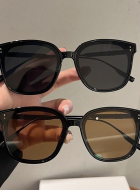 2023新款大脸茶色墨镜女级感显脸小近视网红黑框黄色太阳眼镜男