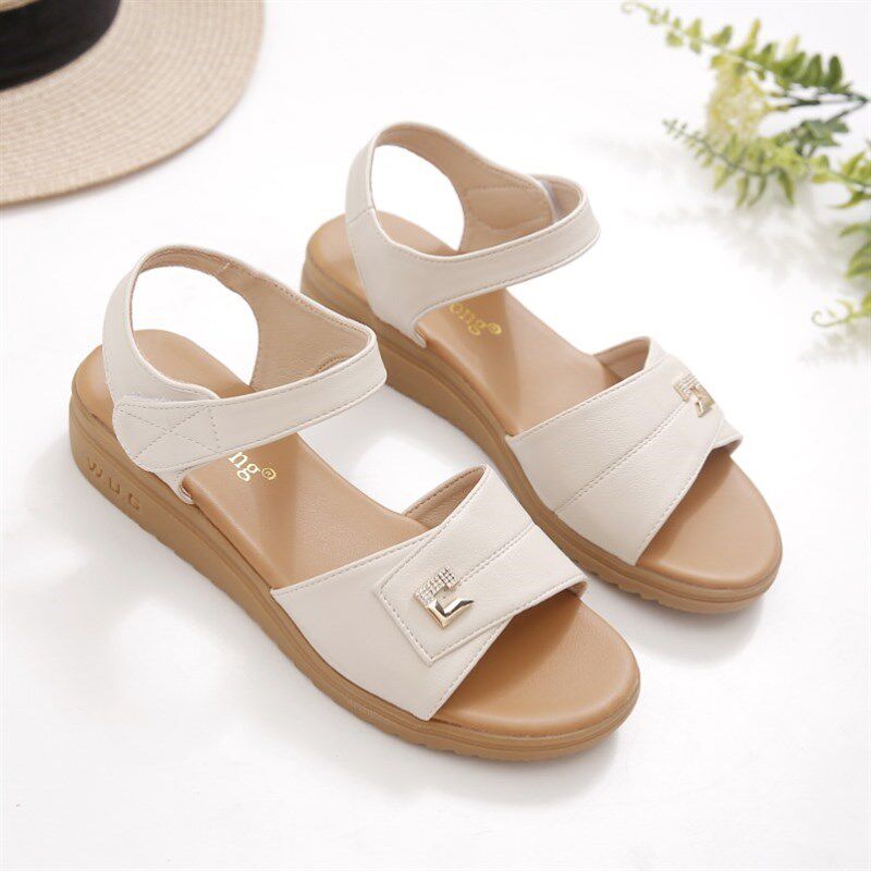2025年新款中年妈妈q凉鞋女士夏季平底舒适软底中老年外穿凉鞋女,女鞋,一字带凉鞋,淘宝优惠券,粉丝福利购,淘宝优惠卷