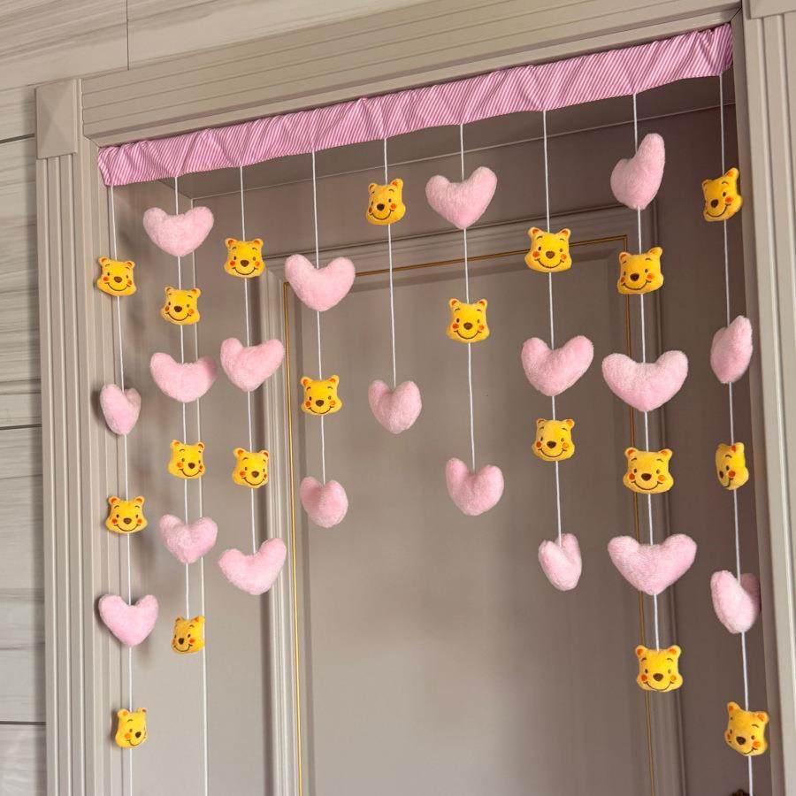 萌熊粉爱心门帘卧室免打孔家用挂帘,玩具/童车/益智/积木/模型,毛绒/玩偶/公仔/布艺类玩具,淘宝优惠券,粉丝福利购,淘宝优惠卷