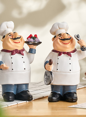 创意卡通厨房装饰品小摆件模型道具厨师饭厅餐桌蛋糕店家居装饰品