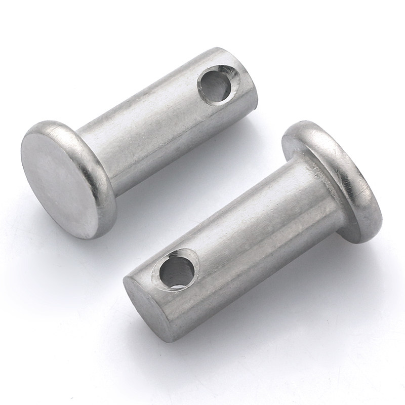 304不锈钢销轴平头带孔销插销钉圆柱定位销子M3M4M5M6M8M10mm-M20