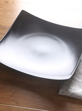 正方形黑色哑光陶瓷餐具盘子 创意家用菜盘 西餐餐盘肠粉蒸盘