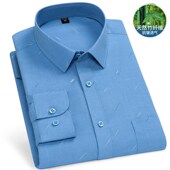 中年男士 商务夏季 爸爸装 纯棉质中老年人父亲衬衫 老年长袖 老人衬衣