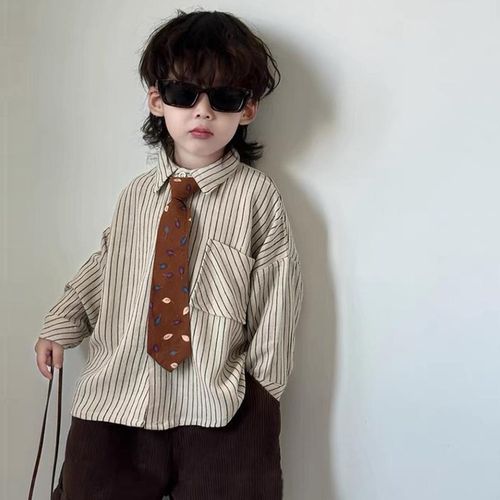 儿童西装洋气马甲套装2025春装新款男童英伦礼服条纹衬衫三件套潮