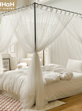 2022新款宫廷蚊帐1.8m夏天家用B卧室1.5米床上三开门高级黑色支架