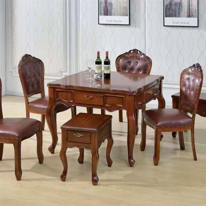 高档欧式实木麻将机全自动餐桌一体两用家用带椅子电动麻将桌机麻