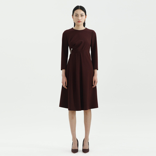 卡莉朵拉连衣裙C26C7508复古低调奢华优雅气质羊毛长裙