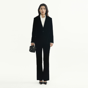 卡莉朵拉西服外套C27C7115秋季 通勤休闲女气质复古黑色 新款