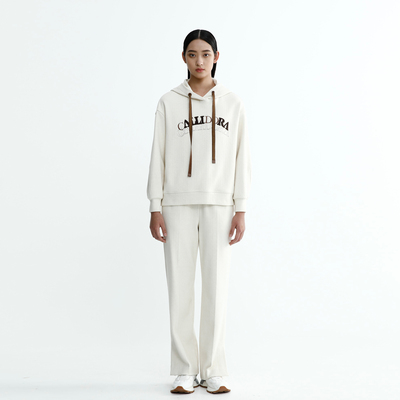 卡莉朵拉上衣C26D7151抽绳提花卫衣时尚经典风简约