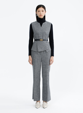 卡莉朵拉上衣C27D7151冬季新款俏丽叠褶优雅经典高级轻奢风