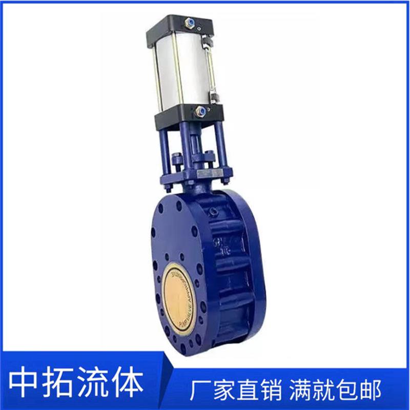 Z674TC-10C对夹式气动陶瓷双闸板阀DN250仓泵输灰耐磨出料排渣阀