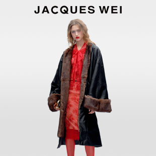 JACQUES 兔毛内胆保暖双面穿外套落肩大衣皮草女 WEI2025秋冬新款