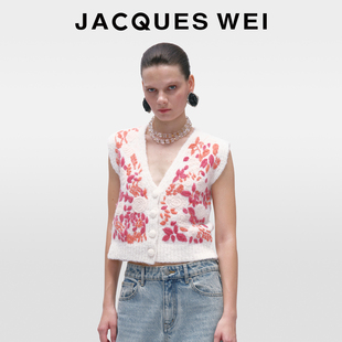 羊毛背心针织v领马甲女款 圈圈纱绣花网红款 WEI秋冬新款 JACQUES