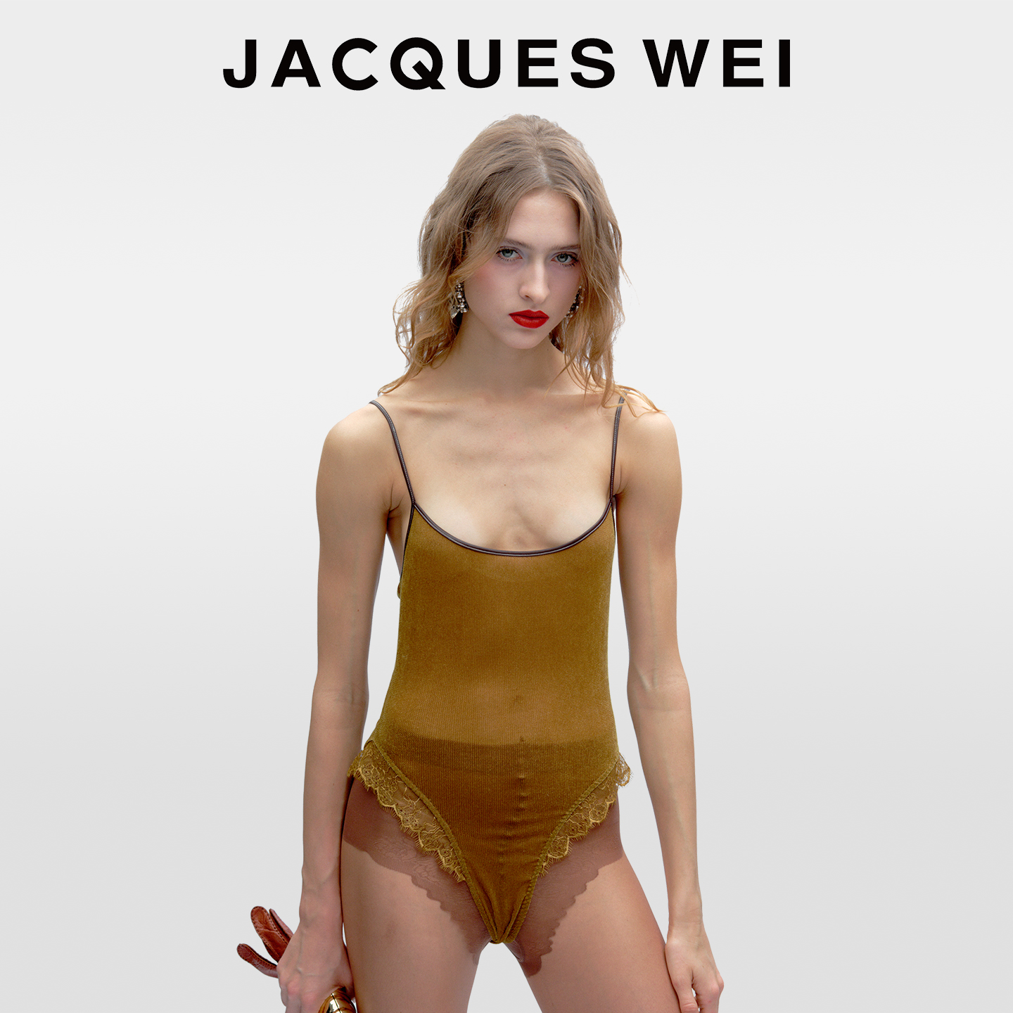 JACQUESWEI法式丝绒蕾丝连体衣