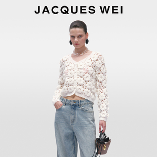 毛衣 手工玫瑰花朵勾花镂空马海毛早秋开衫 JACQUES WEI易梦玲同款