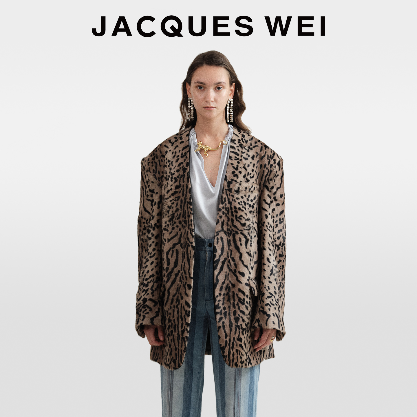 JACQUESWEI薮猫纹皮草夏装外套