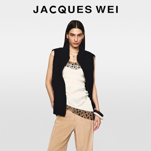 JACQUES WEI2026新年胶囊系列收褶披肩白色蕾丝吊带背心女两件套