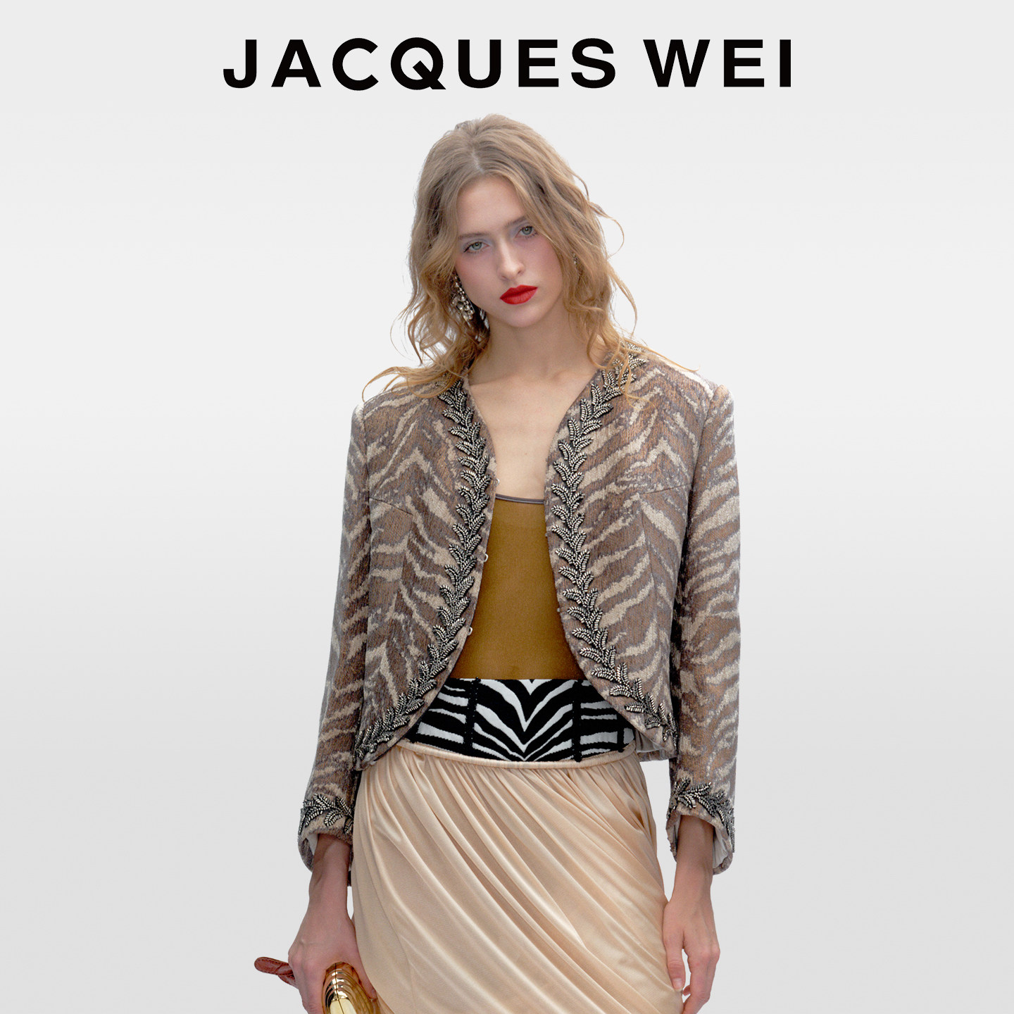 JACQUES WEI2025秋冬明星王源同款斑马纹手工刺绣男女