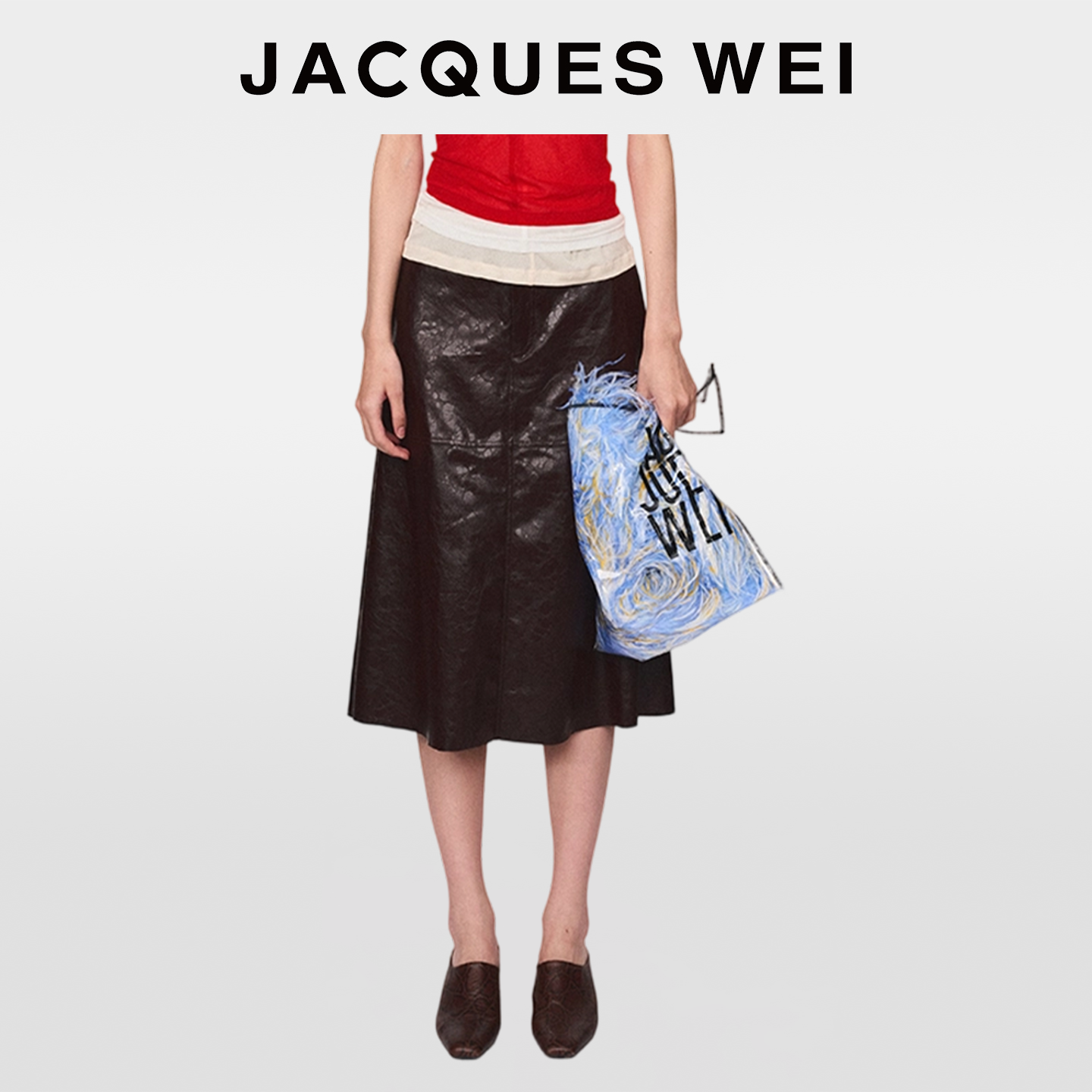 JACQUES WEI2025新款设计师秀场款深棕石头纹路质感半