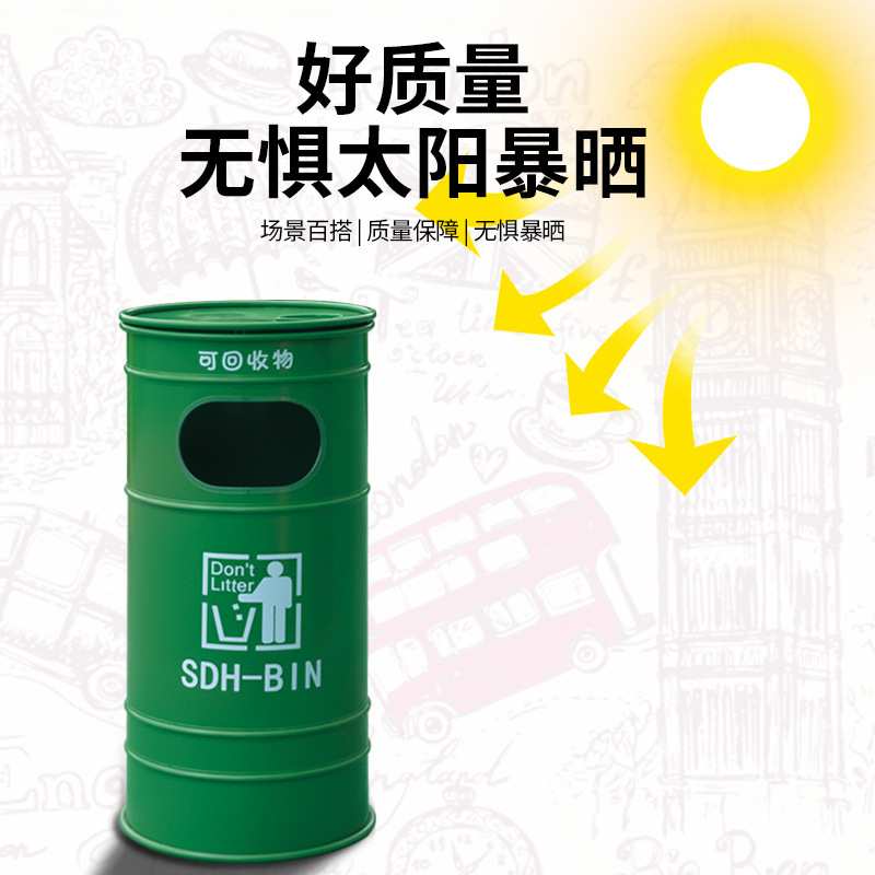 复古工业风邮筒垃圾桶摆件创意铁艺个性收纳箱储物柜家居软装道具