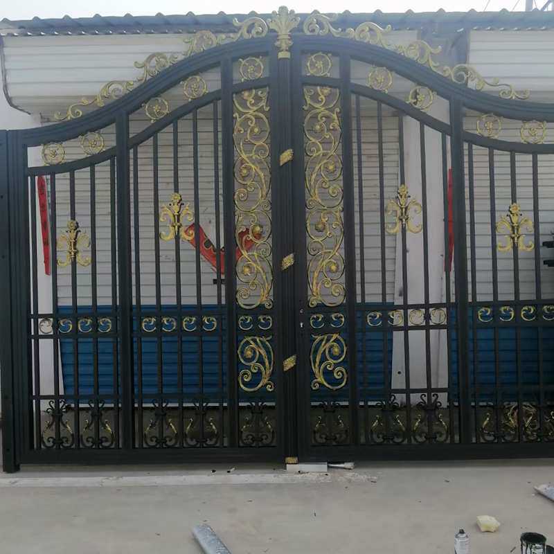 北京小院门花园欧式风格单开门灰色铸铝镂空庭院门小院栅栏铝门