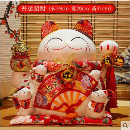 大号招财猫存钱罐蓄钱罐家居客厅办公桌摆件发财猫店铺前台开业送