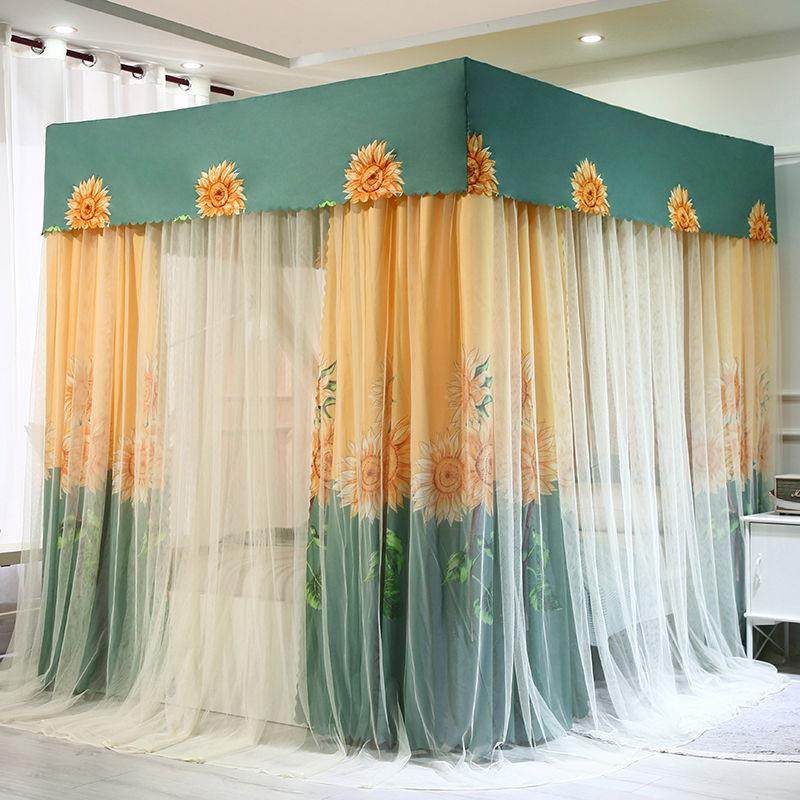 家用卧室防尘厚床帘遮光一体式蚊帐单双人1.8米床围帘1.5床幔