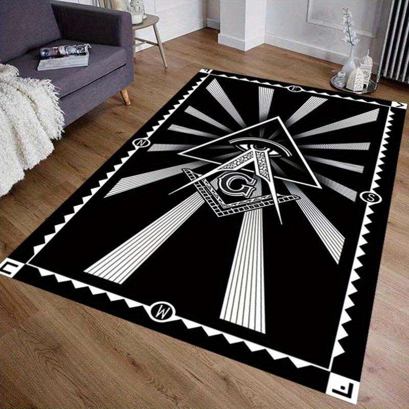 三角眼主题法兰绒大地毯神秘元素防滑地垫客厅卧室沙发家居装饰
