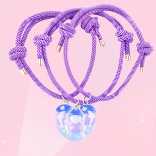 蓝色海豚贝壳三人闺蜜手链磁吸好朋友高颜值爱心磁铁相吸友谊手绳