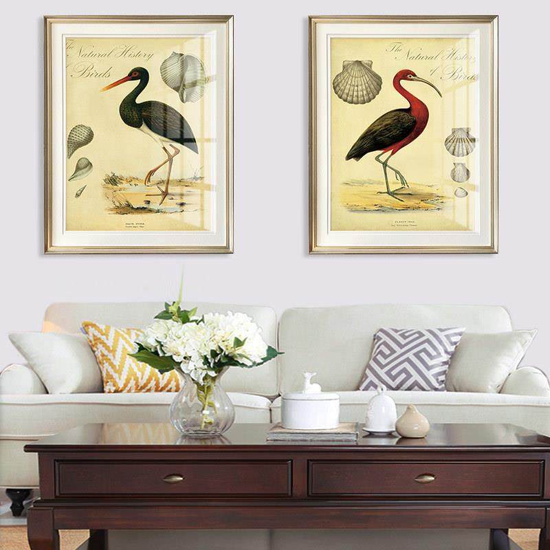 美式复古客厅沙发背景装饰画玄关过道大尺寸壁画花鸟苍鹭,纺织面料/辅料/配套,纺织机械配件,淘宝优惠券,粉丝福利购,淘宝优惠卷