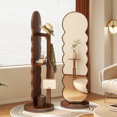 可旋转穿衣镜家用全身落地镜女生卧室带挂衣架落地镜网红衣大镜子