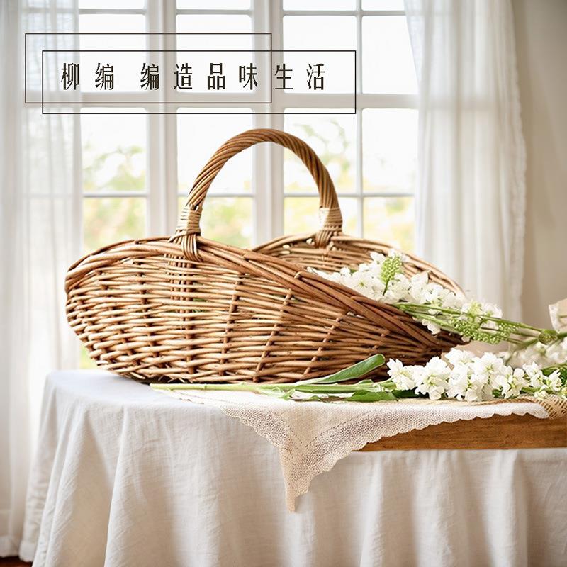 柳编收纳篮藤编水果篮手提篮菜蓝野餐篮鸡蛋篮花篮购物篮子