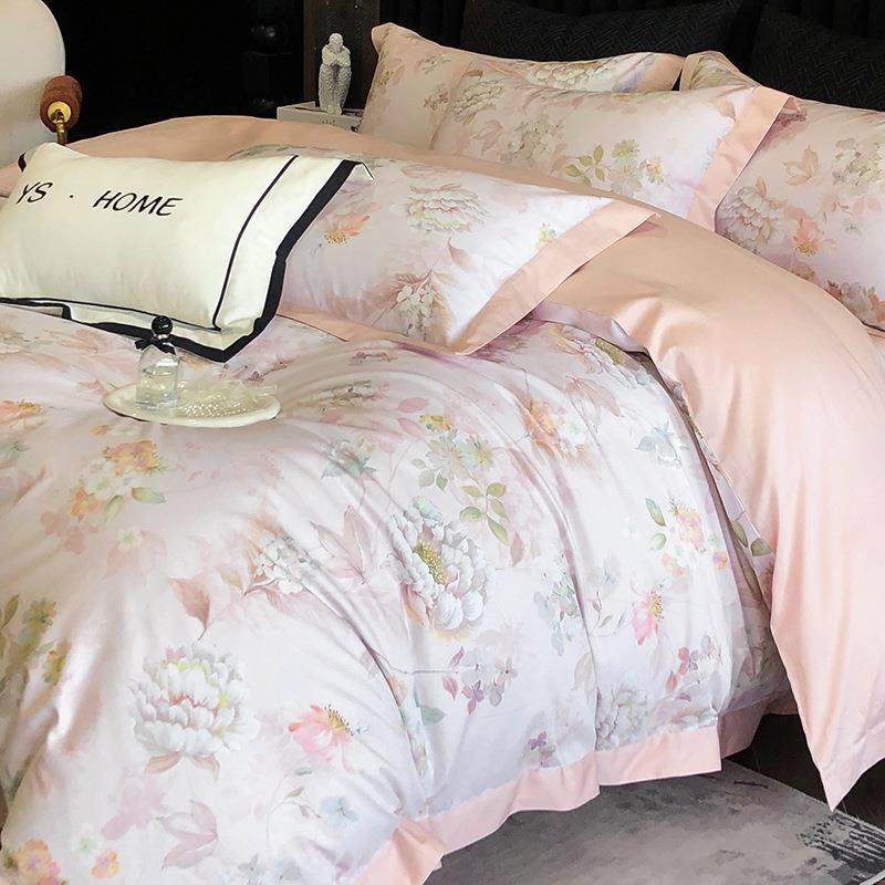 美式田园风100S澳棉长绒棉床上四件套春夏季纯棉印花被套床单床品