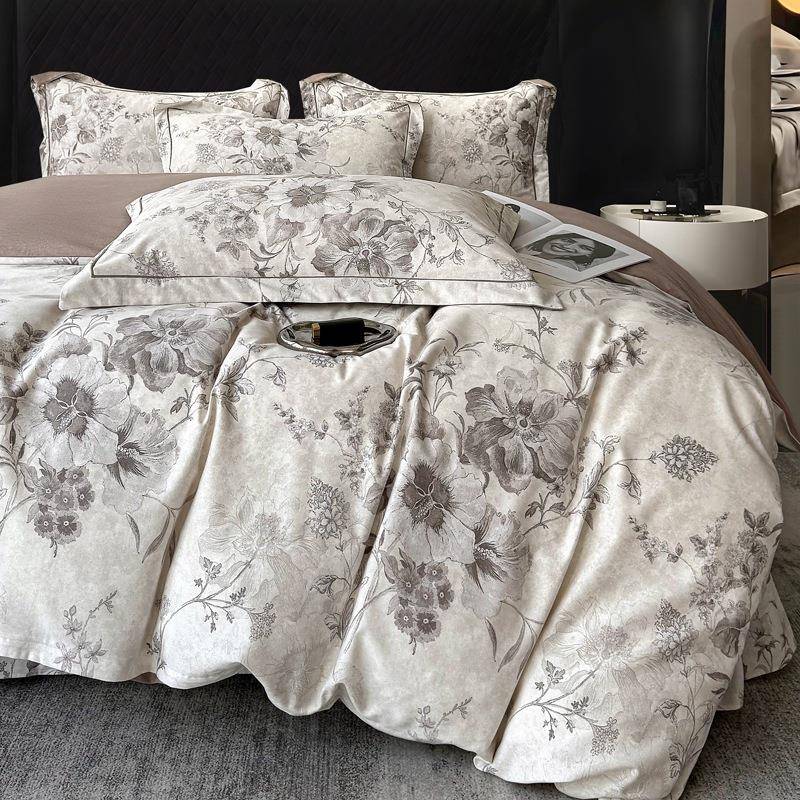 新款高档秋冬加厚100纯棉印花磨毛四件套轻奢风床单被套床上用品4