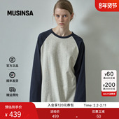 PATTERN25冬季 女经典 插肩袖 FACADE 上衣圆领休闲长袖 T恤MUSINSA