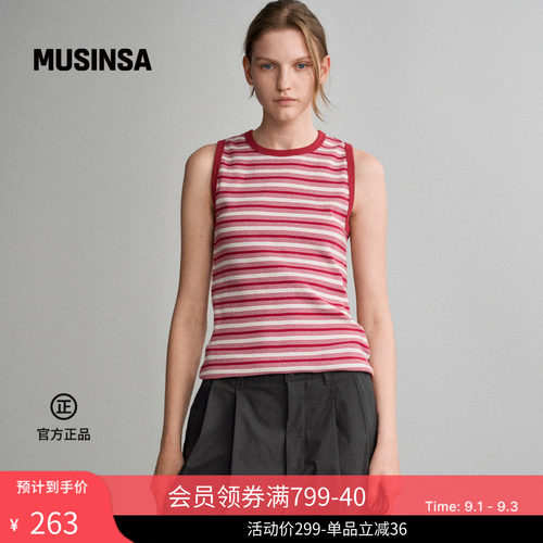 夏季女士休闲条纹无袖衫