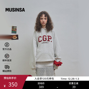 Codegraphy韩国男女25秋季 情侣上衣字母印花连帽卫衣MUSINSA 新款