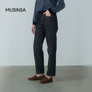 URAGO女士25秋直筒原色复古利落显瘦休闲简约经典 MUSINSA 牛仔裤