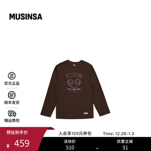 T恤MUSINSA 休闲宽松简约漂亮徽章长袖 Kijun韩国女士25秋季 新款